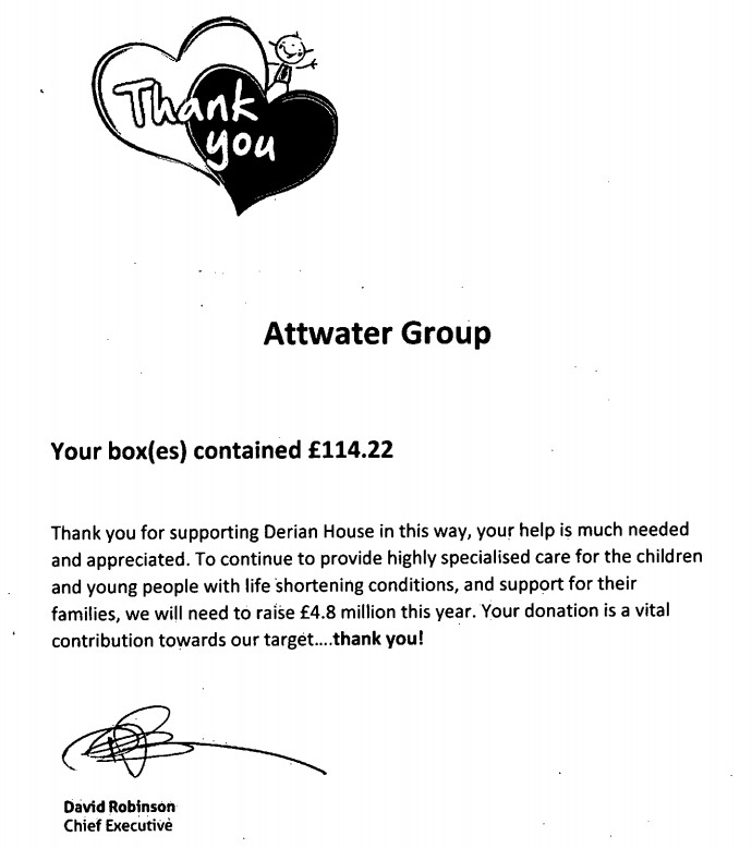 Attwater Group staff support Derian House Childrens Hospice